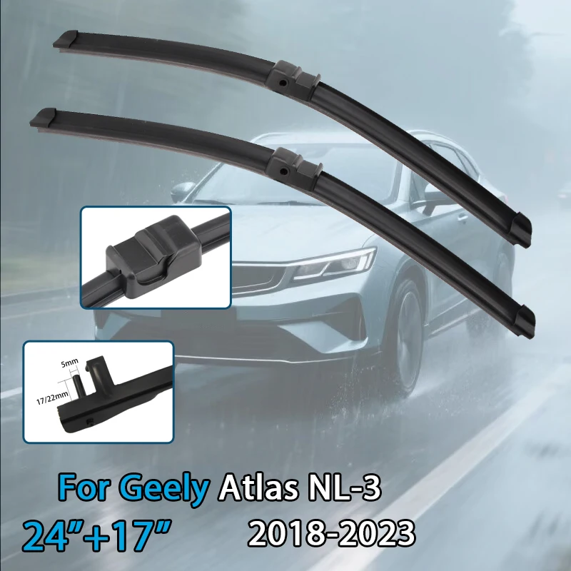 

Для Geely Atlas NL-3 2018-2023 24 ''+ 17'' щетка стеклоочистителя автомобиля передние дворники подходят для бокового штифта рычаг лобового стекла авто щетки стеклоочистителя