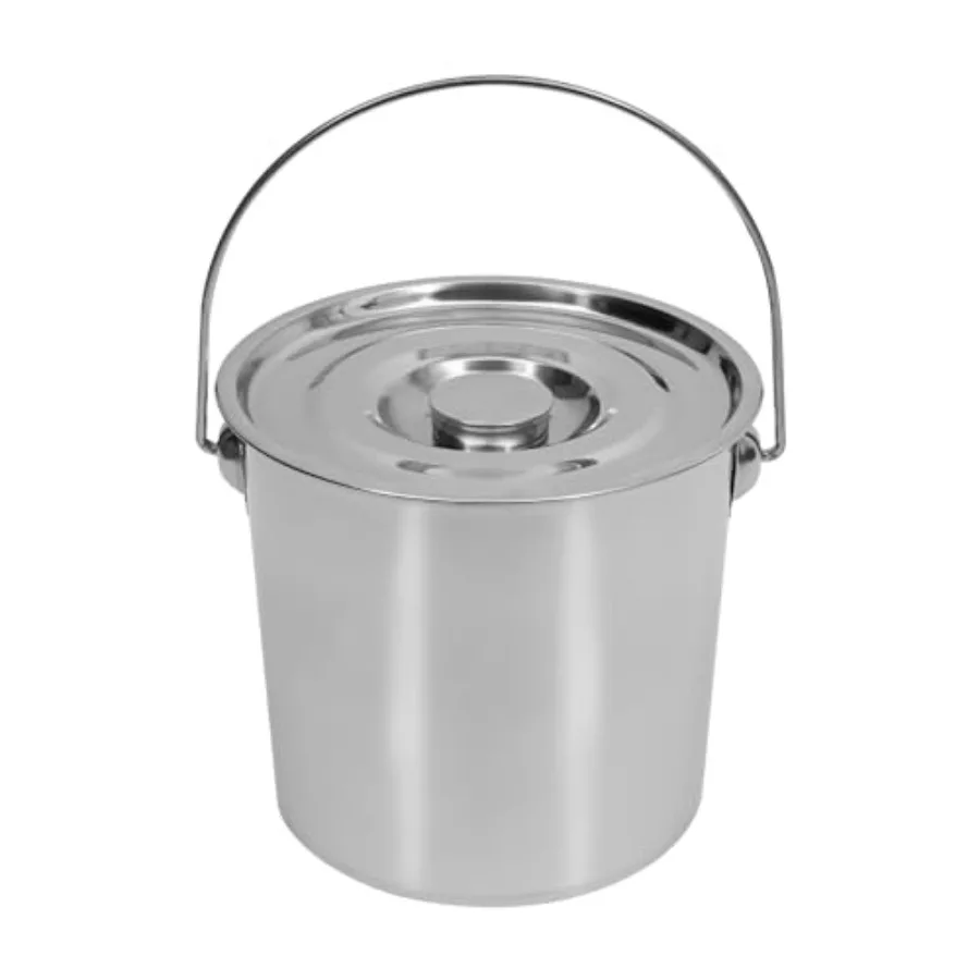 

12L Stainless Steel Bucket with Lid Food-Grade Stainless Steel Handled Pail Bucket Polished Stainless Steel Wine Ice Bucket Kit