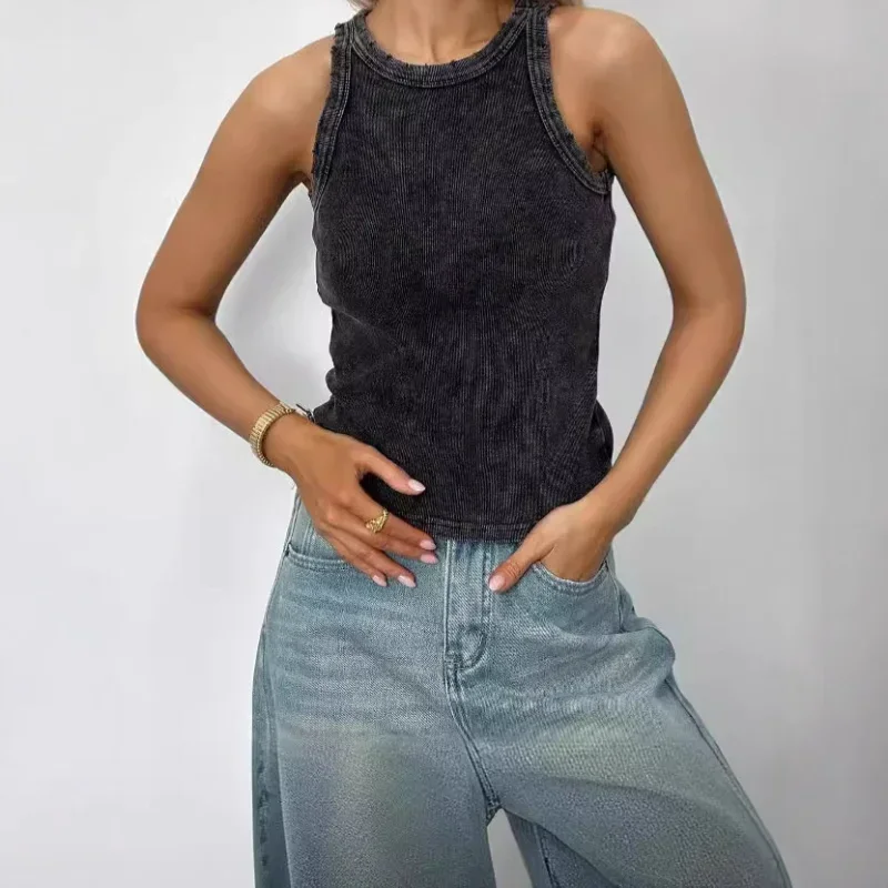 

Women's Small Vest Four Seasons Minimalist And Versatile Solid Color Thread Sports And Leisure Daily Base Outer Wear