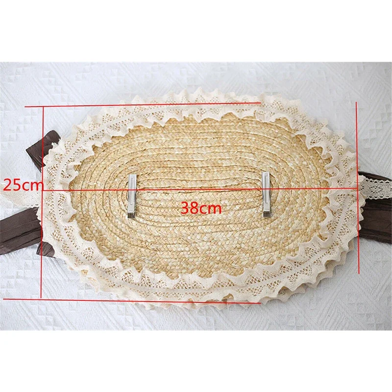 Feminino vintage vitoriano lolita boné plano feito à mão princesa renda flor doce chapéu de palha meninas lindo elegante headwear