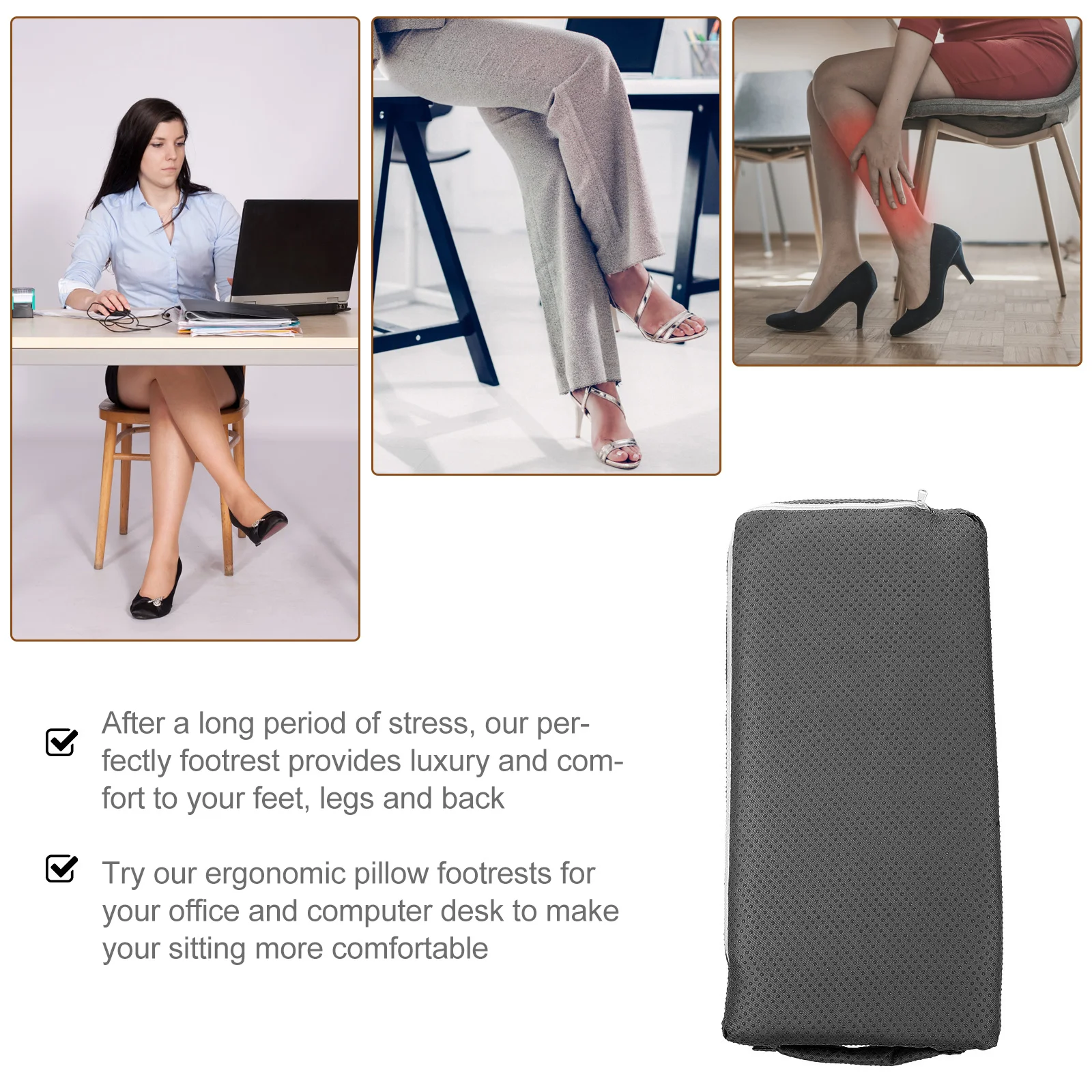 

Footrest Cushion Under Desk Ergonomic Foot Support Pillow Half-Cylinder Foot Rest Pad For Office Home Long Sitting Comfort