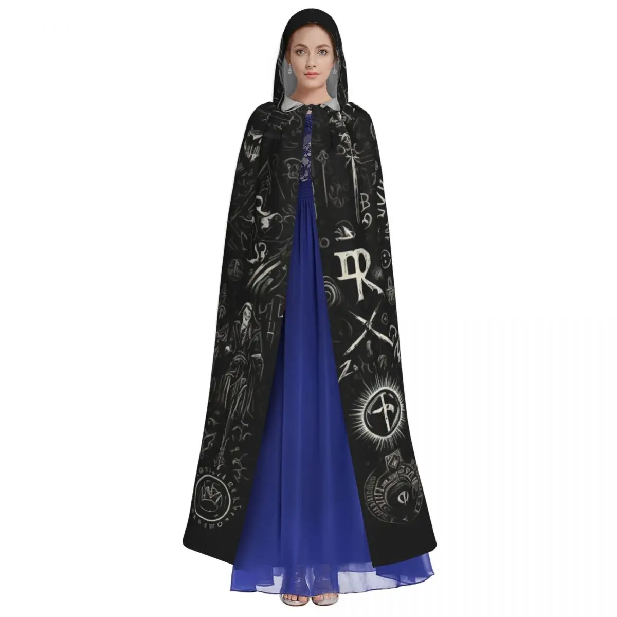 Long Cape Cloak Magic Esoteric Wizard Hooded Cloak Coat Autumn Hoodies