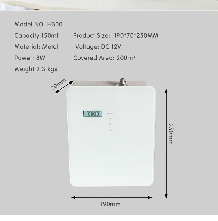 Direct Factory H300 Wall Mounted Air Aroma Machine Waterless Aroma Scent Essential Oil Diffuser for Hotel