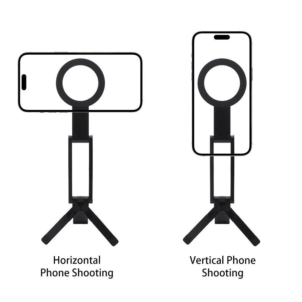 Foldable Magnetic Phone Tripod Adjustable ABS Single-sided Magnet Tripod Portable Ultra-thin Phone Handle Holder Travel