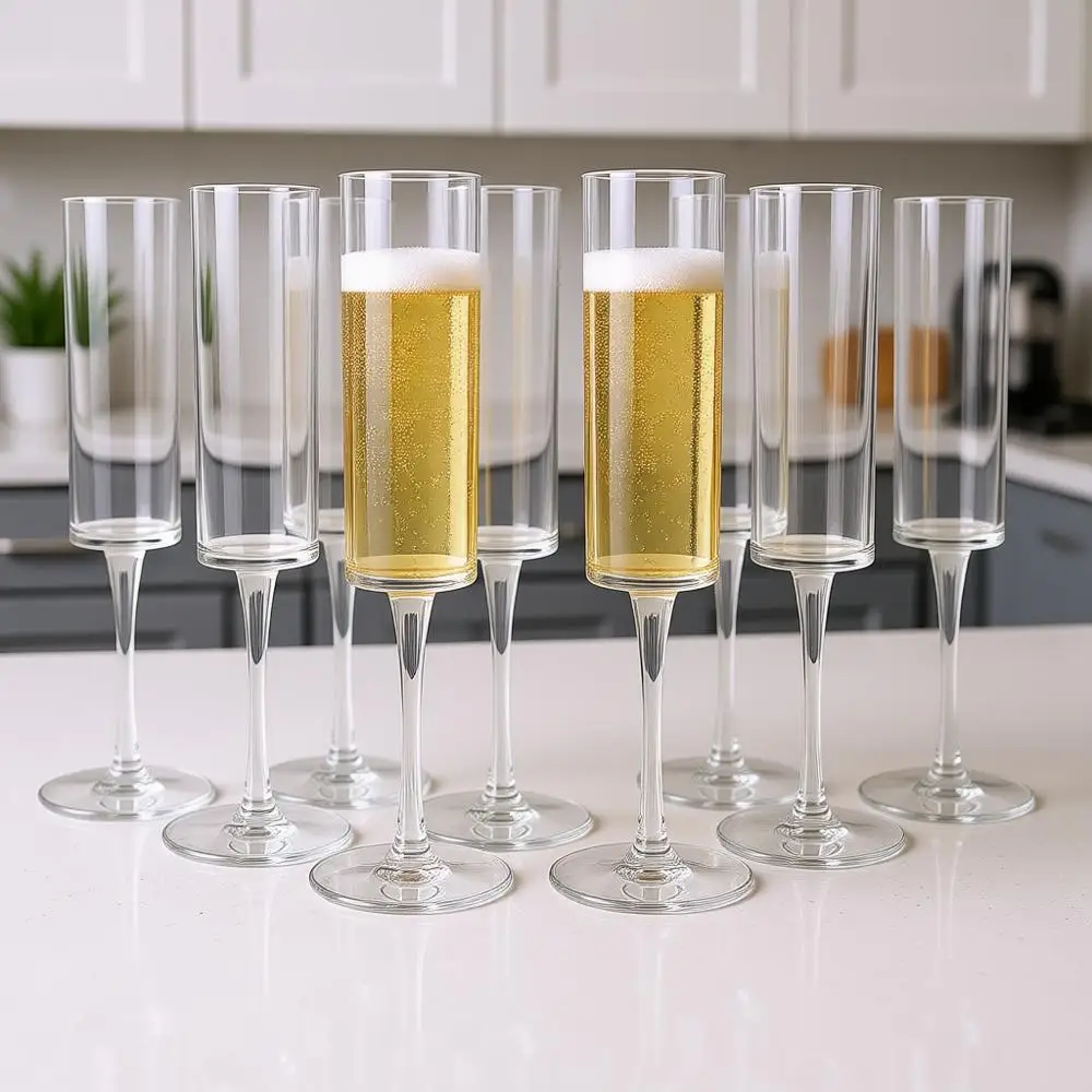 

Набор из 18 пластиковых бокалов для шампанского объемом 6 унций, ручной работы, классические бокалы для вина для свадеб, дней рождения, вечеринок