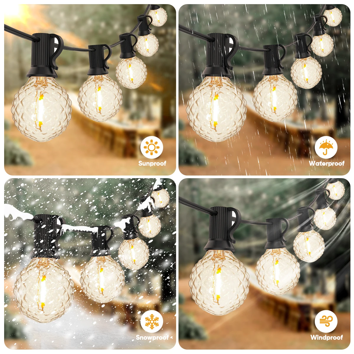 Retro G40 Street Garland Lights 220V EU Led Light Bulb E12 Waterproof IP44 Outdoor Connectable Garden Light Decoration Christmas