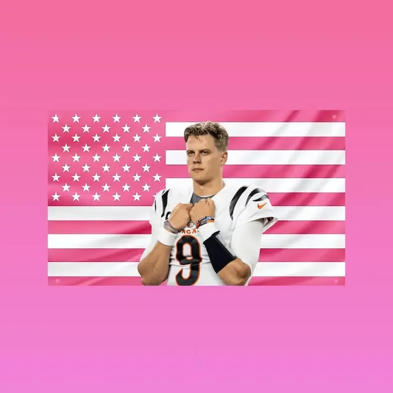 J-Joe B-Burrow Pink American Flag Decorative Home Objects Bed Room Decoration Y2k Outdoor Decor Barber Shop Funny Flags Tapestry