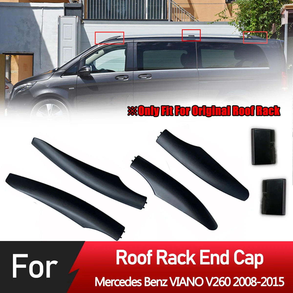 Roof Rack Cover For Mercedes Benz VIANO V260 2008-2015 Front Rear LH RH Roof Luggage Bar Rail End Shell Plasitc Replacement