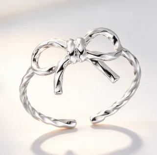 Tail ring irregular lines bowtie ring female opening adjustable lovely sweet simple ring cold wind