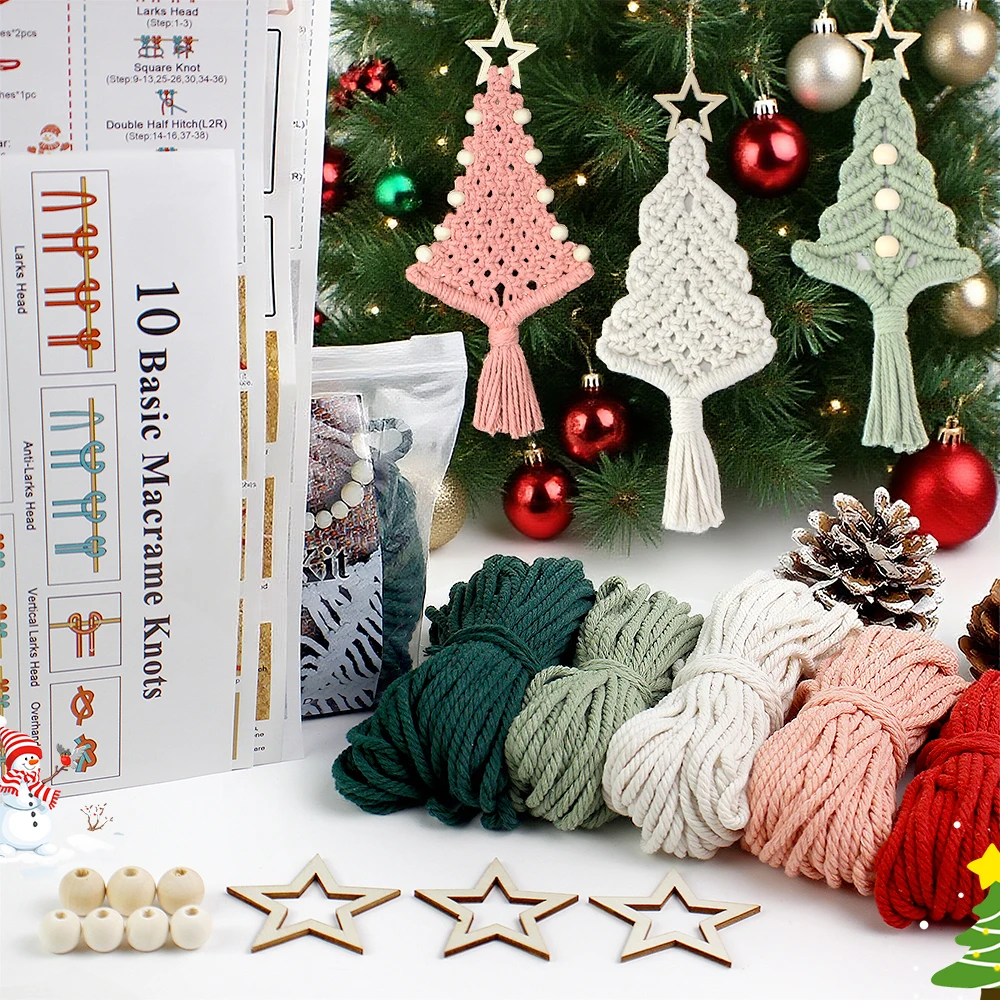 Mehrfarbige Weihnachtsschmuck |   Home Holiday Decor DIY |   Makramee-Bastelset im Vintage-Stil |   Mit 3 Anfängerführern