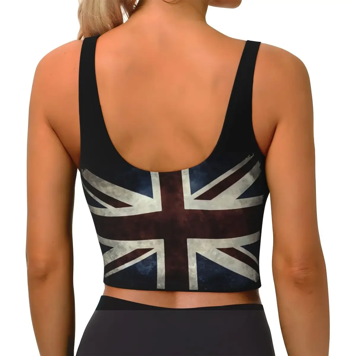Custom Union Jack Flag Of The UK Women Sports Bras High Impact Vest Gym Workout Yoga Crop Tank Tops