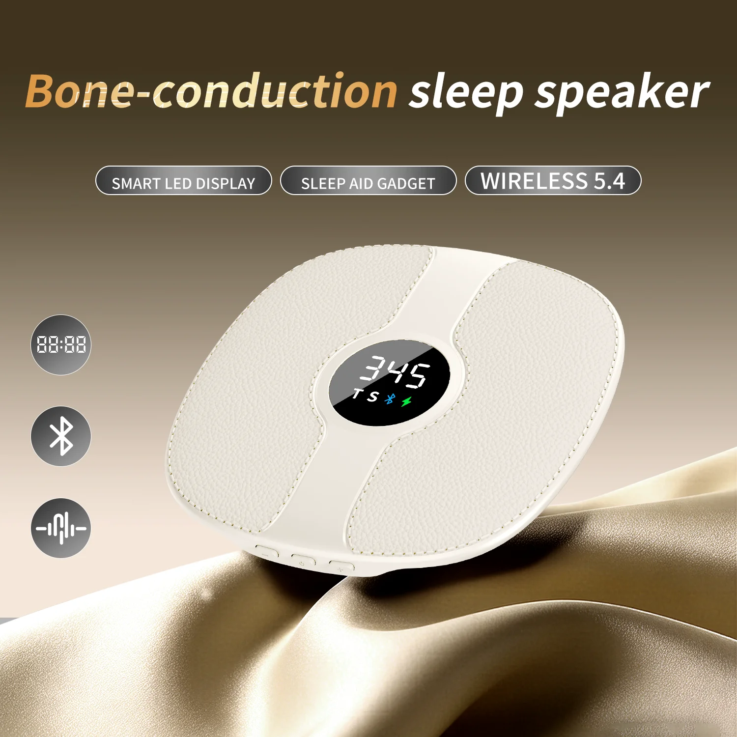 RIKSOIN Under-Pillow Sleep Speaker, Business Leather, Ultra-Thin Mini Bluetooth Speaker, TF Card, HiFi Sound, White Noise Aid wi