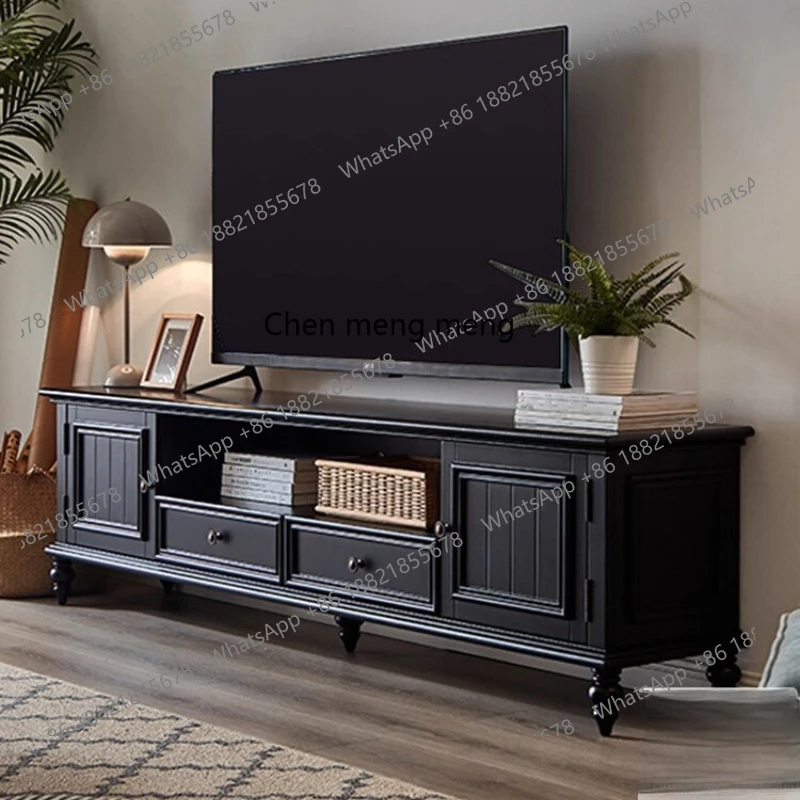 

American all-solid wood TV cabinet coffee table combination light luxury simple modern floor cabinet living room