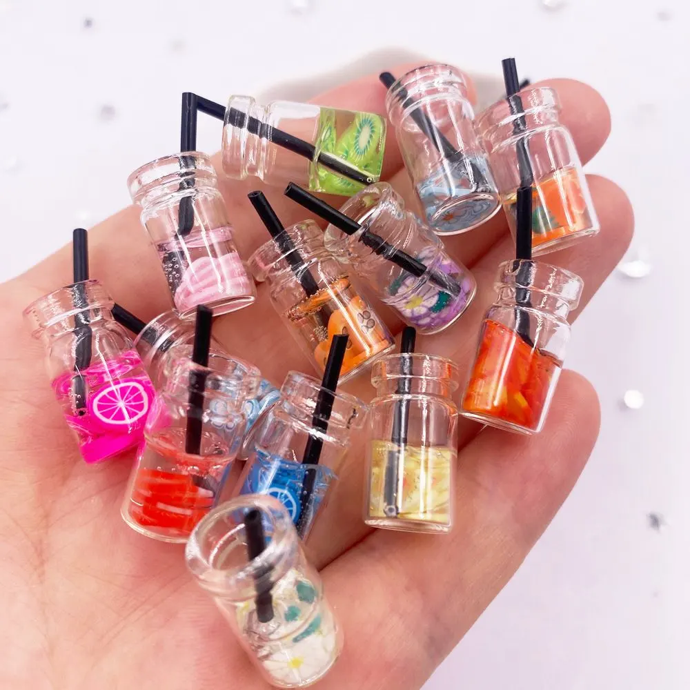 10PCS Resin Kawaii Colorful Mini Soft Pottery Fruit Drink Cup Scrapbook Flatback 3D Figurine Accessories DIY Home Decor Crafts