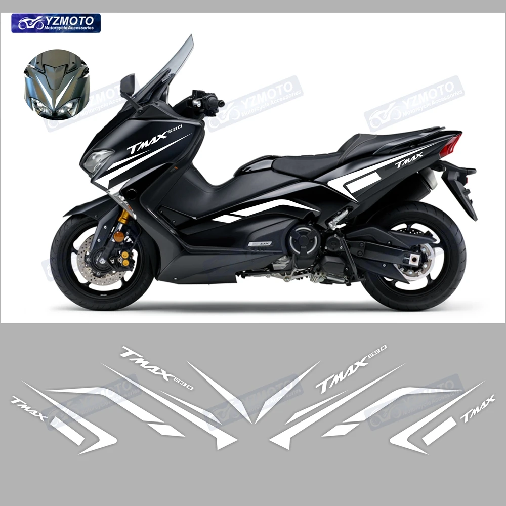 สําหรับ Yamaha TMAX530 2017 2018 2019 TMAX อุปกรณ์เสริมรถจักรยานยนต์ Full Car Racing Fairing สติกเกอร์กันน้ําสติ๊กเกอร์รูปลอกชุด