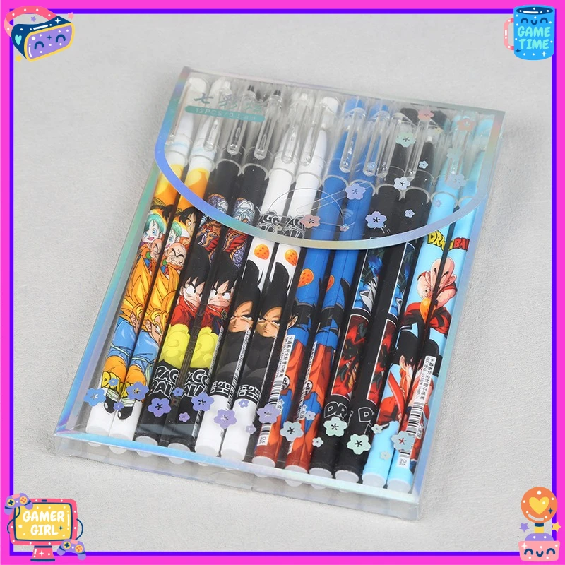 12 Stück Heiße Anime Dragon Ball Gel-Tintenroller Schreibwaren Kugelschreiber Cartoon Kreativität Goku Black Schreibstift-Sets – Detail 2