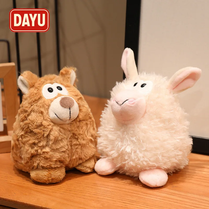 Forest Animals Plush Toy Brown Bear and Cute Fox Soft Stuffed Doll Beanbag Desk Buddy Stress Relief Toy Birthday Gift for Boys a