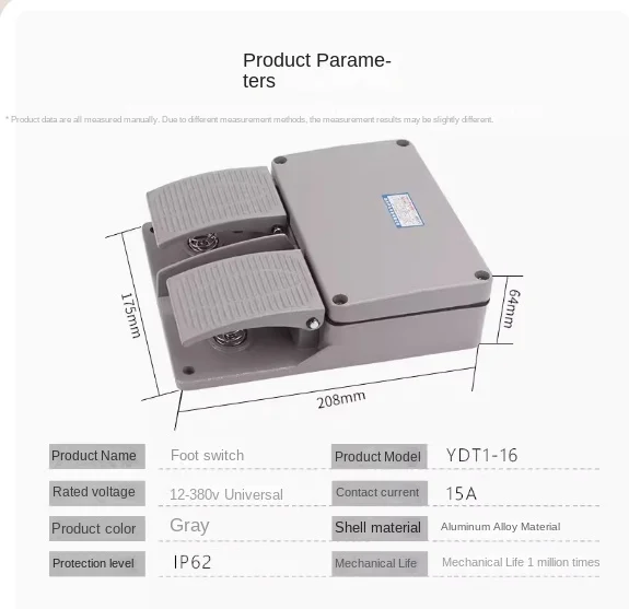 

Foot Switch YDT1-18/15 16 Double Double Pedal Foot Pedal Aluminum Shell Silver Point Bending Machine Shearing Machine Upper And