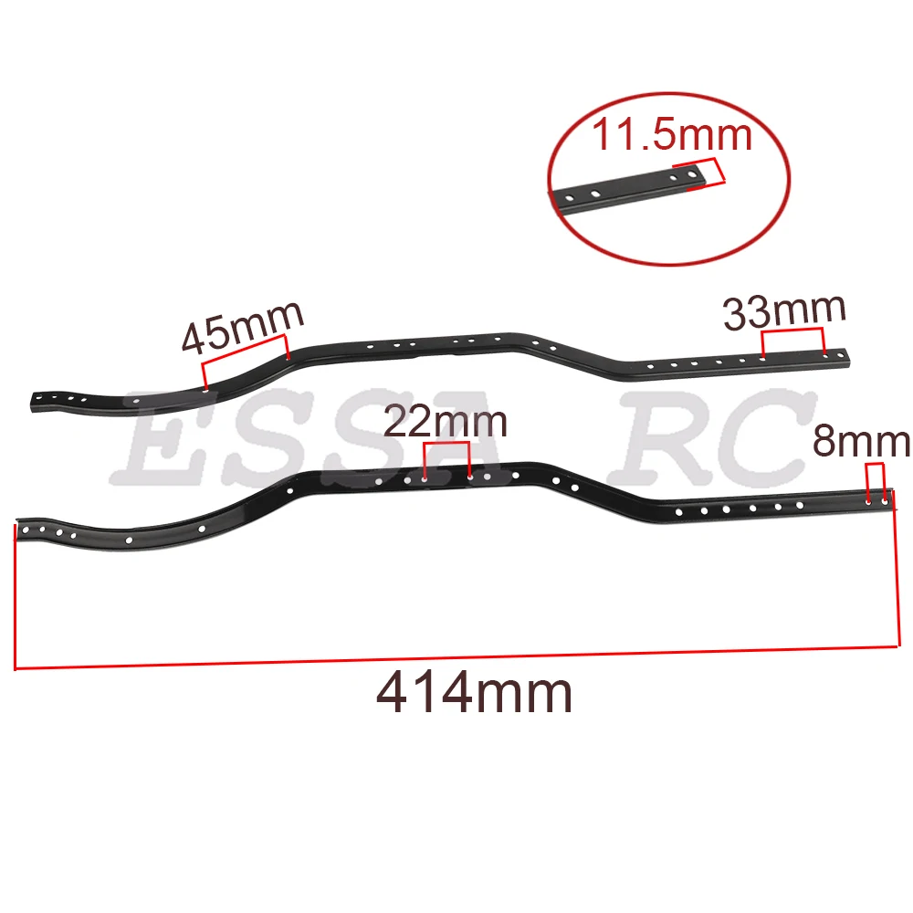 Black Steel 6x6 Chassis Frame Rails For Axial SCX10 90046 90047 1/10 RC Crawler Car Parts