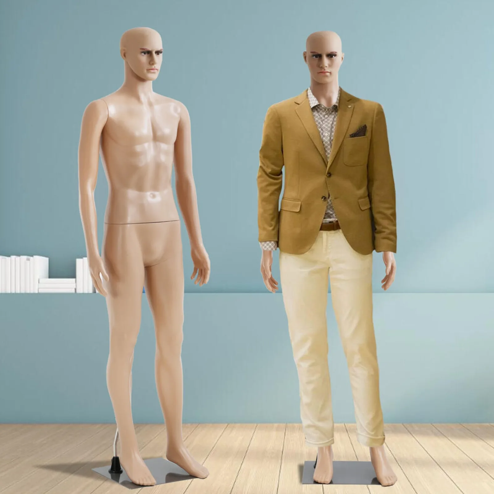 Full Body Male Model with Base, US 73-Inch, Realistic Display, Head Ruler