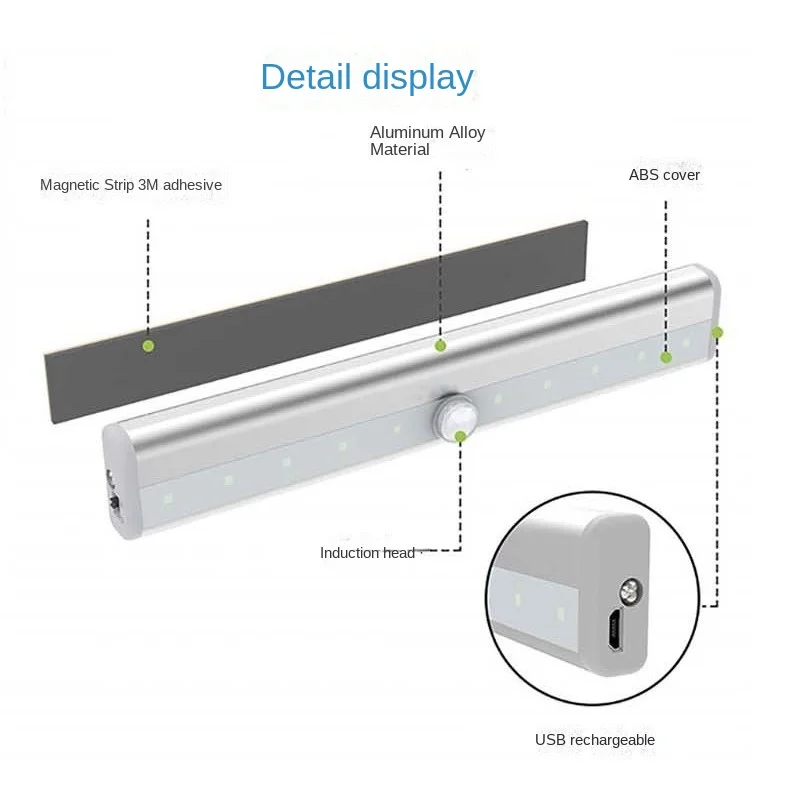 Luz con Sensor de movimiento inalámbrico, luz de detección infrarroja, Luz Súper brillante, versión de batería, sin batería, 10LED