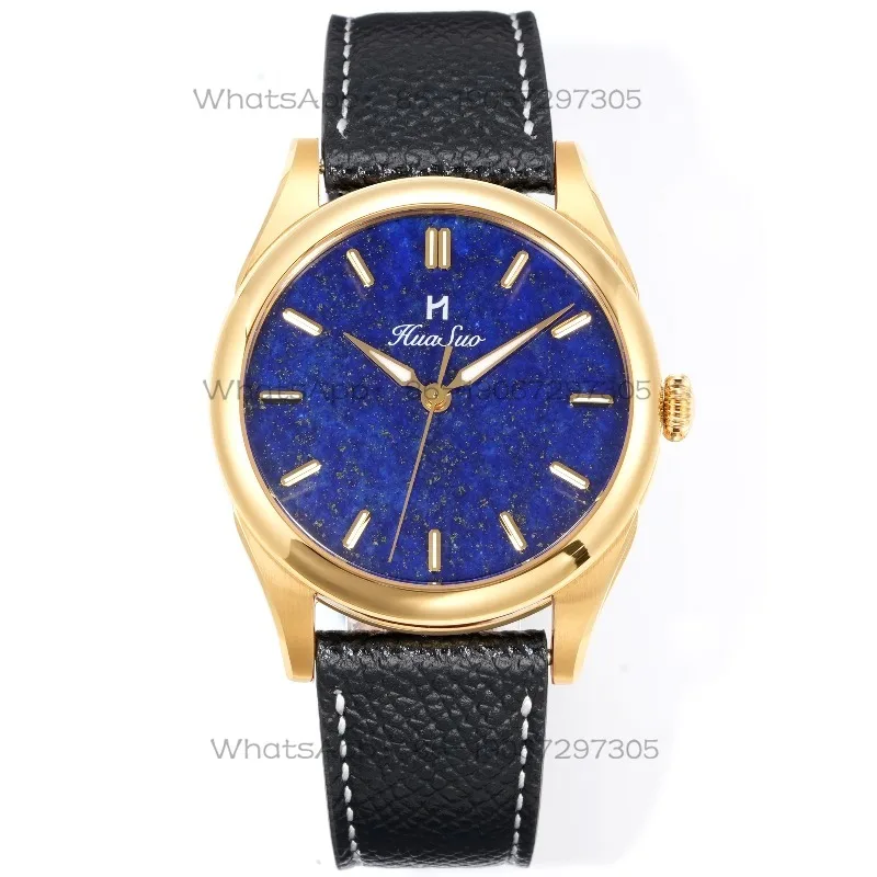 Natural Lapis Lazuli Leather Strap Light Luxury Business Watch Men