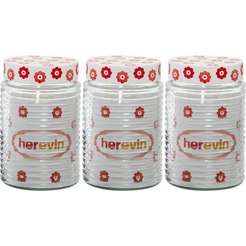 Herevin Triple 1,5 Lt Red Cap Jar Set