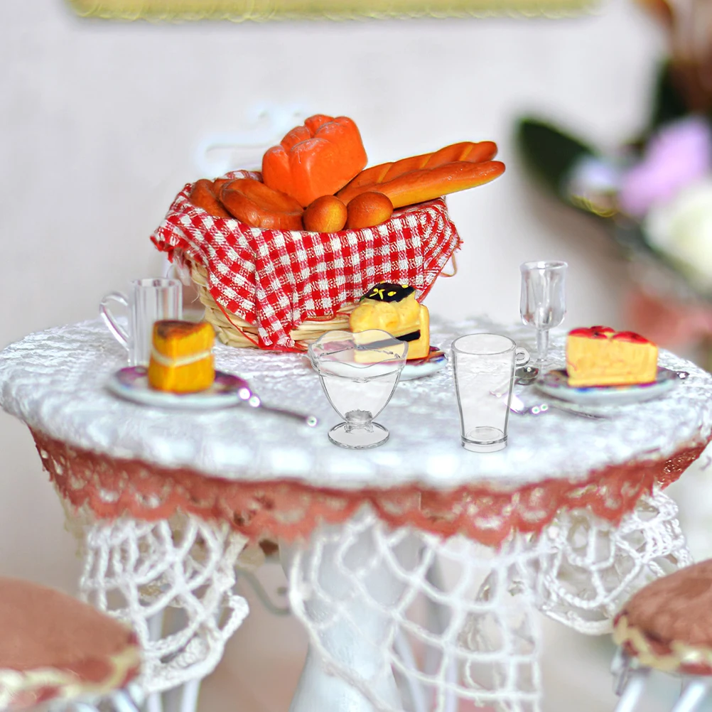 

24 Pcs Mini Ice Cream Cups Dollhouse Miniatures Creative Toy Sturdy Plastic Kids Pretend Play Tiny Tableware Dessert