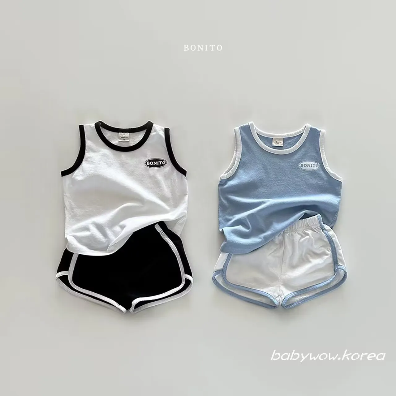 2024 new summer Korean version baby pure cotton sports casual vest shorts two-piece set  T Z 2 4 0 4 0