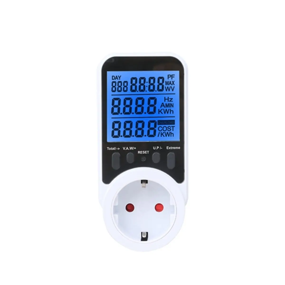 AA86 Digital Wattmeter AC Energy Socket Power Meter Electricity Usage Monitor Socket Voltage Meter with Backlight EU PLUG