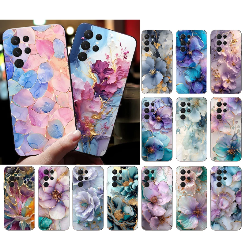 

Marble Flower Phone Case For Samsung Galaxy A15 A35 A55 A52 A53 A54 A33 A34 A25 A05S A16 A14 A05 A13 M15 M55 M35