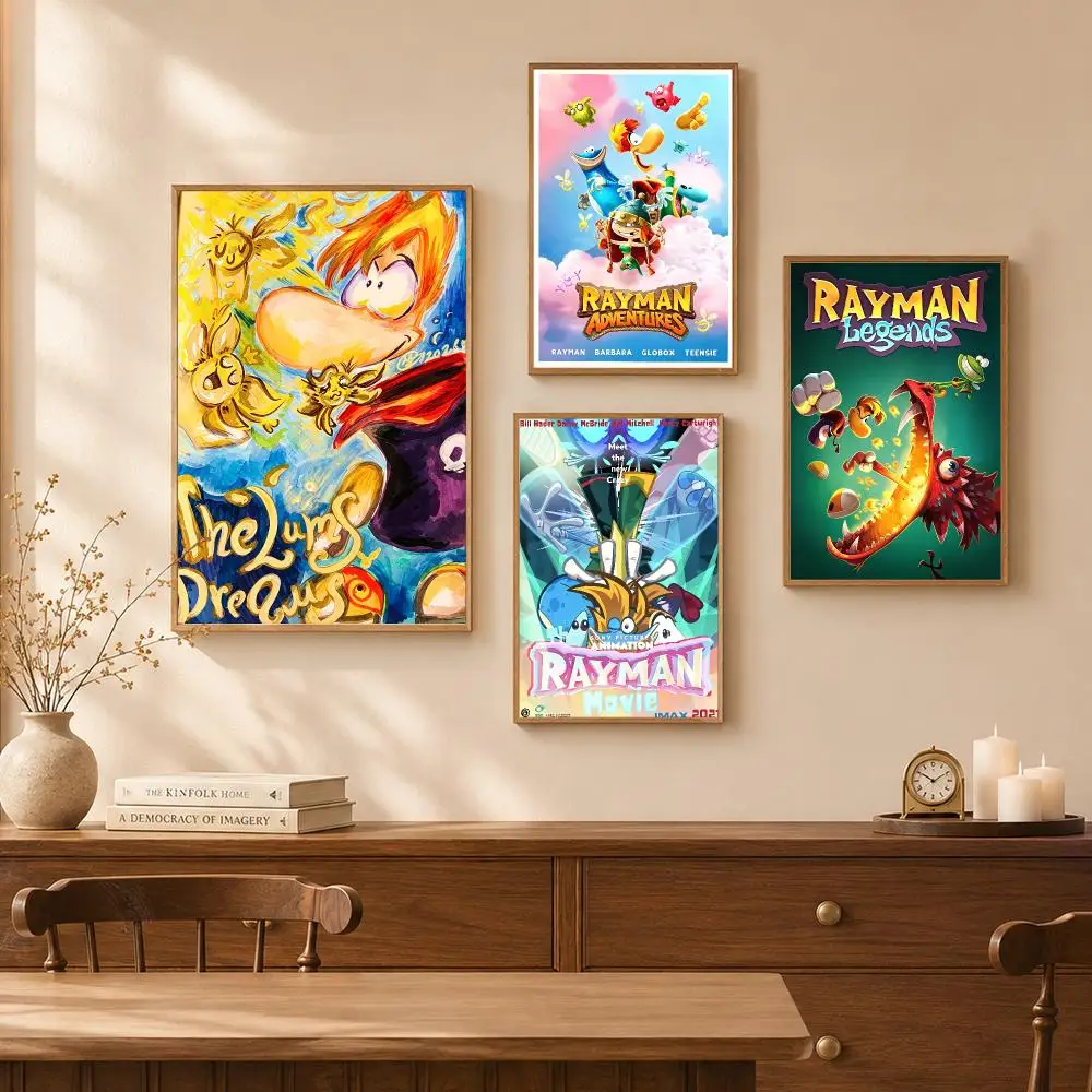 Rayman Platform Adventure Game Poster Self-Adhesive Wall Art Poster HD Waterproof PP Bedroom Cafe Gym Home Decor Gift
