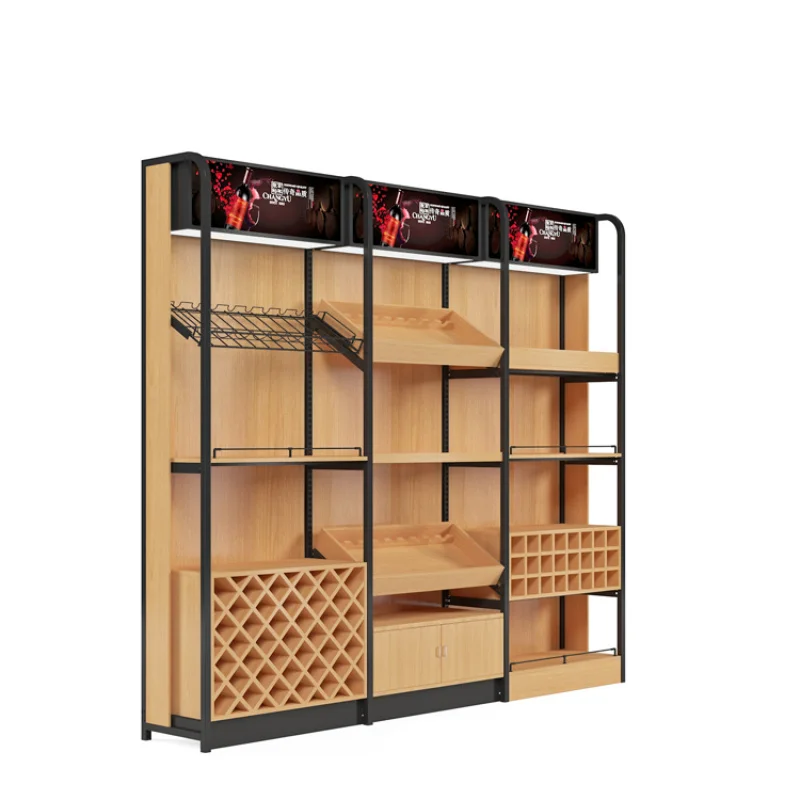 مخصص. أرفف سوبر ماركت العرض الحديثة الخشب، رف معدات السوبر ماركت #6