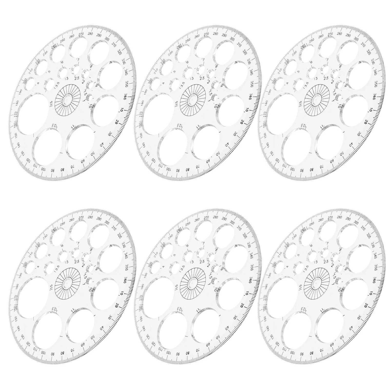 6pcs 360 Degree Protractor Circle Protractor For Geometry Clear Plastic Measuring Tool Math Drawing Architectural Woodworking