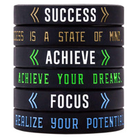 1pc/3pcs Motivational Quotes Success Achieve Focus  rubber bracelet silicone wristband