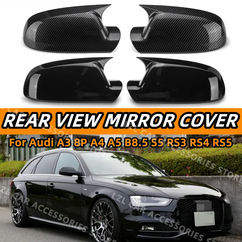 Carbon Side Wing Mirror Cover For or Audi A4 S4 RS4 B8.5 A5 S5 2011-2015 Add On Side Rear View Mirror Cap Cover Car Accessories