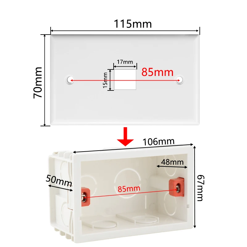 YW1 series- 1 2 3 4 6 porty vývod HDMI CAT3 TEL cat5e CAT6 LAN sit' TV satelit USB datový zdvihák keystone DIY scoket panel