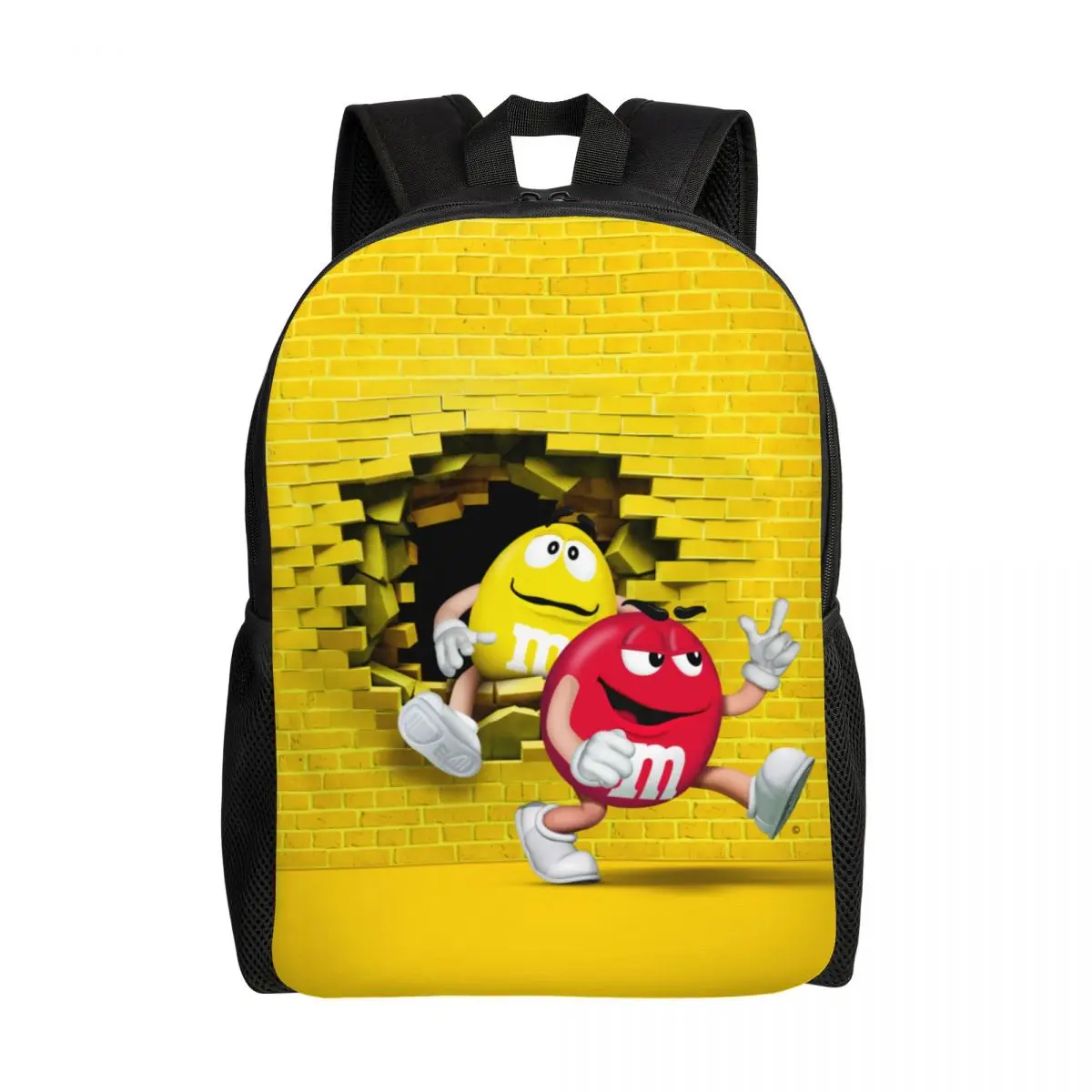 

Customized The Power Of Brand Voice Backpacks Men Women Water Resistant College School M&M's Cartoon Chocolate Bag Print Bookbag