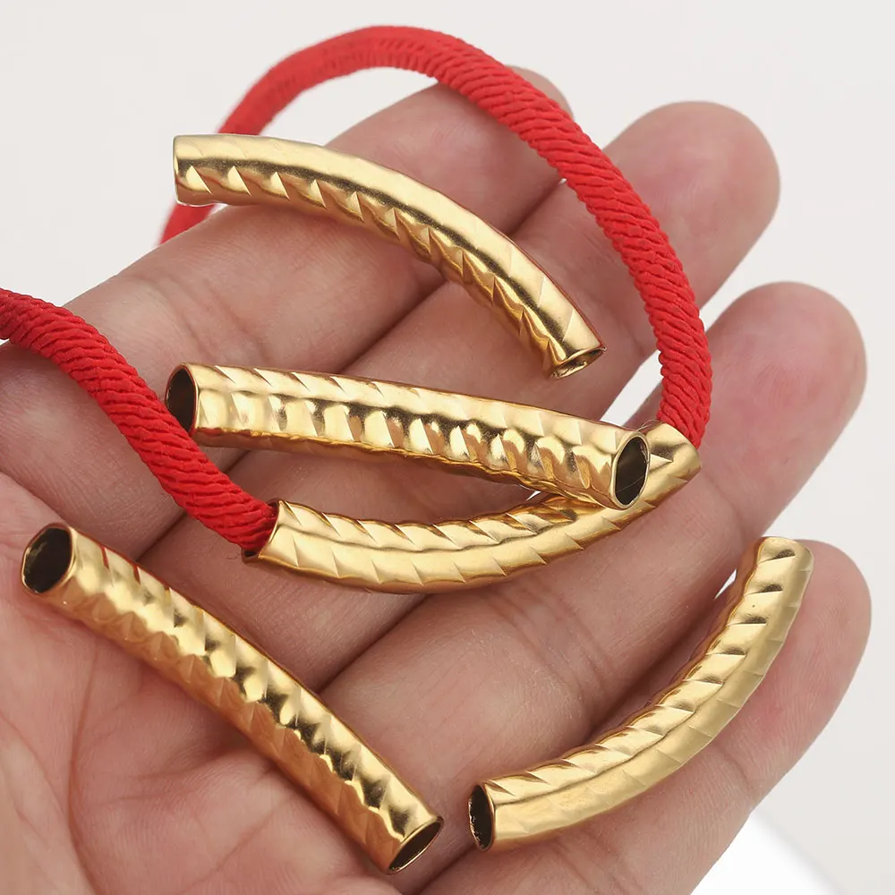 

5pcs Stainless Steel Rose Gold Long Big Connector Curved Tube for Jewelry Making Straight Beads Bracelet Diy Jewelry Materials