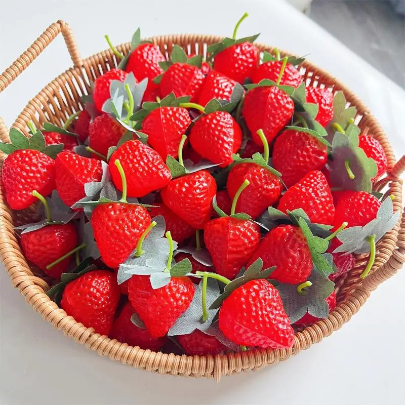 Lebensechte künstliche Erdbeeren aus Kunststoff, 10-20 Stück, künstliches Fruchtset für Fotografie-Requisiten, Babyparty-Dekoration – Detail 5