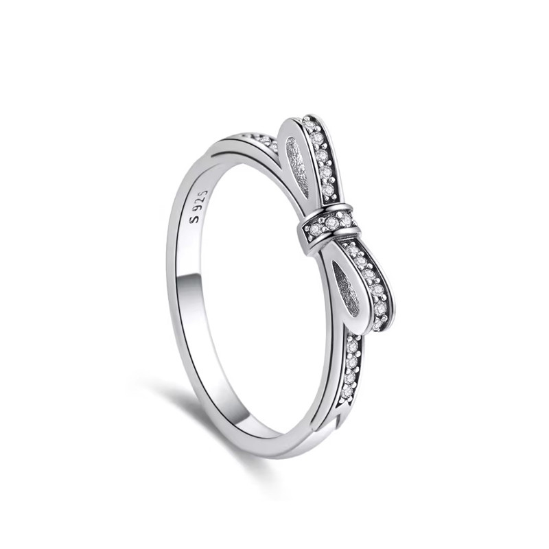 New 925 Sterling Silver Rings Stackable Infinite Silver shining Zircon