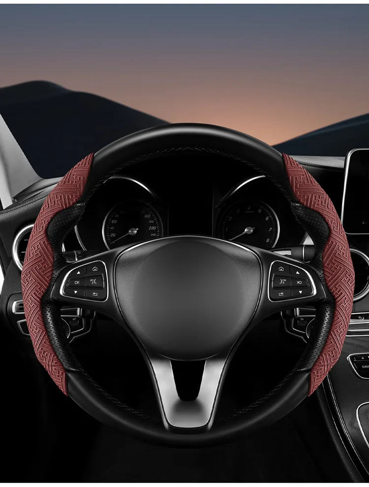Car SUV Steering Wheel Cover Nappa Leather Non-slip Breathable Sweat-absorbing Universal Steering Wheel Cover Protection JJ72