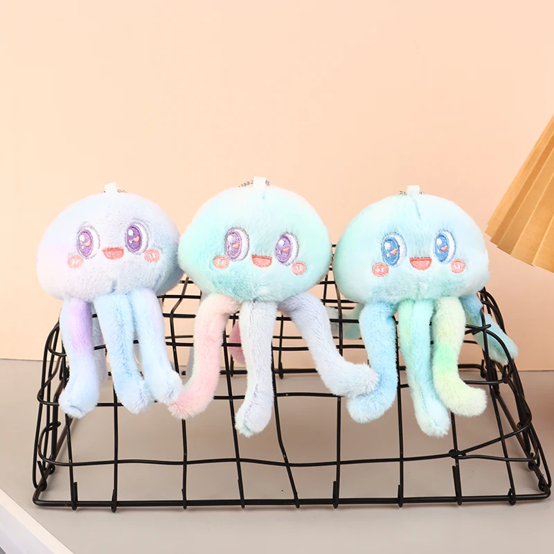 Cute Octopus Plush Toy Cartoon Tie-dye Jellyfish Pendant Soft Stuffed Doll Keychain Backpack Car Bag Key Ring Decor Kid Gift