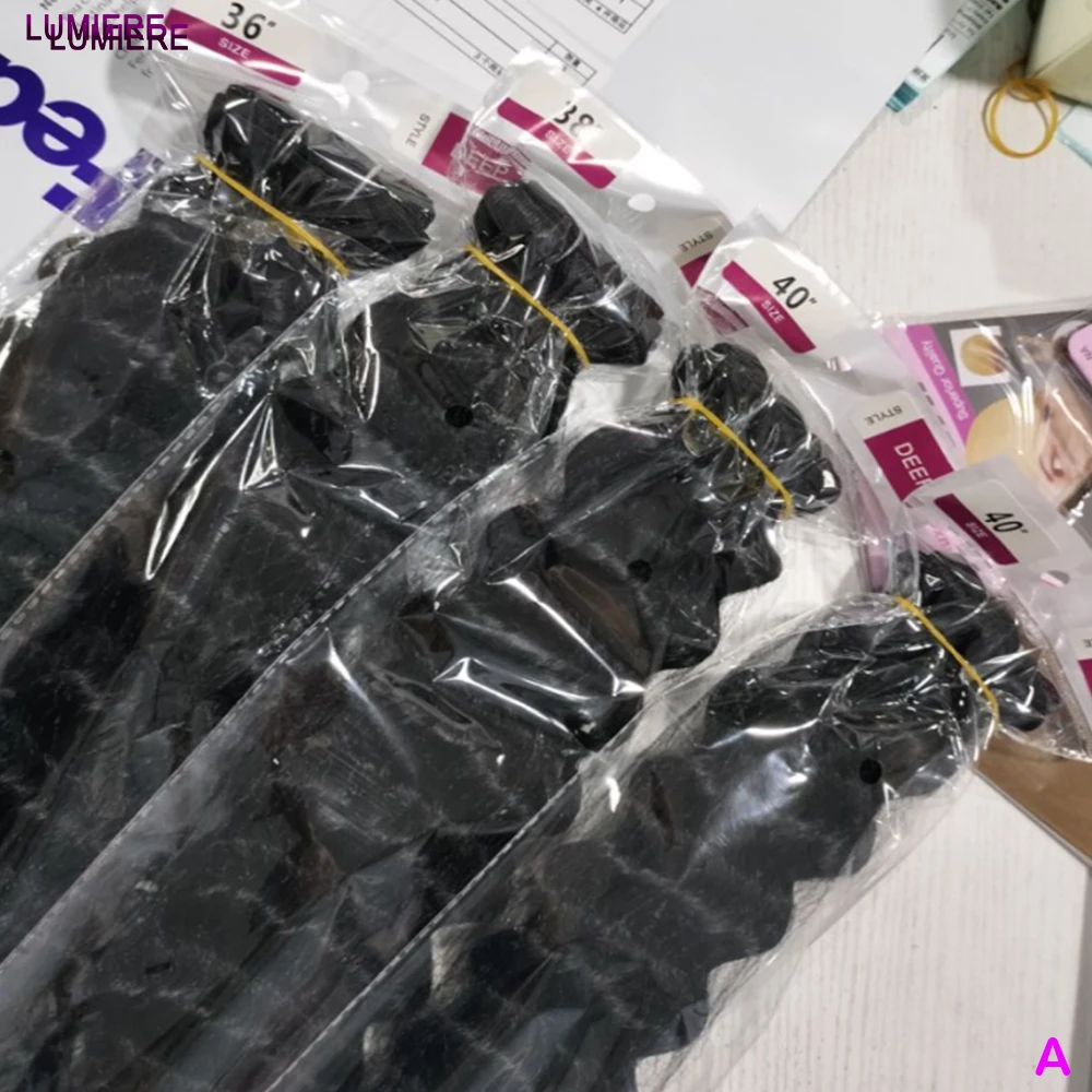 

30-дюймовые глубокие вьющиеся волнистые волосы 3/4 пучок бразильские 100% необработанные девственные необработанные человеческие волосы двойной уток пучок волос наращивание плетения