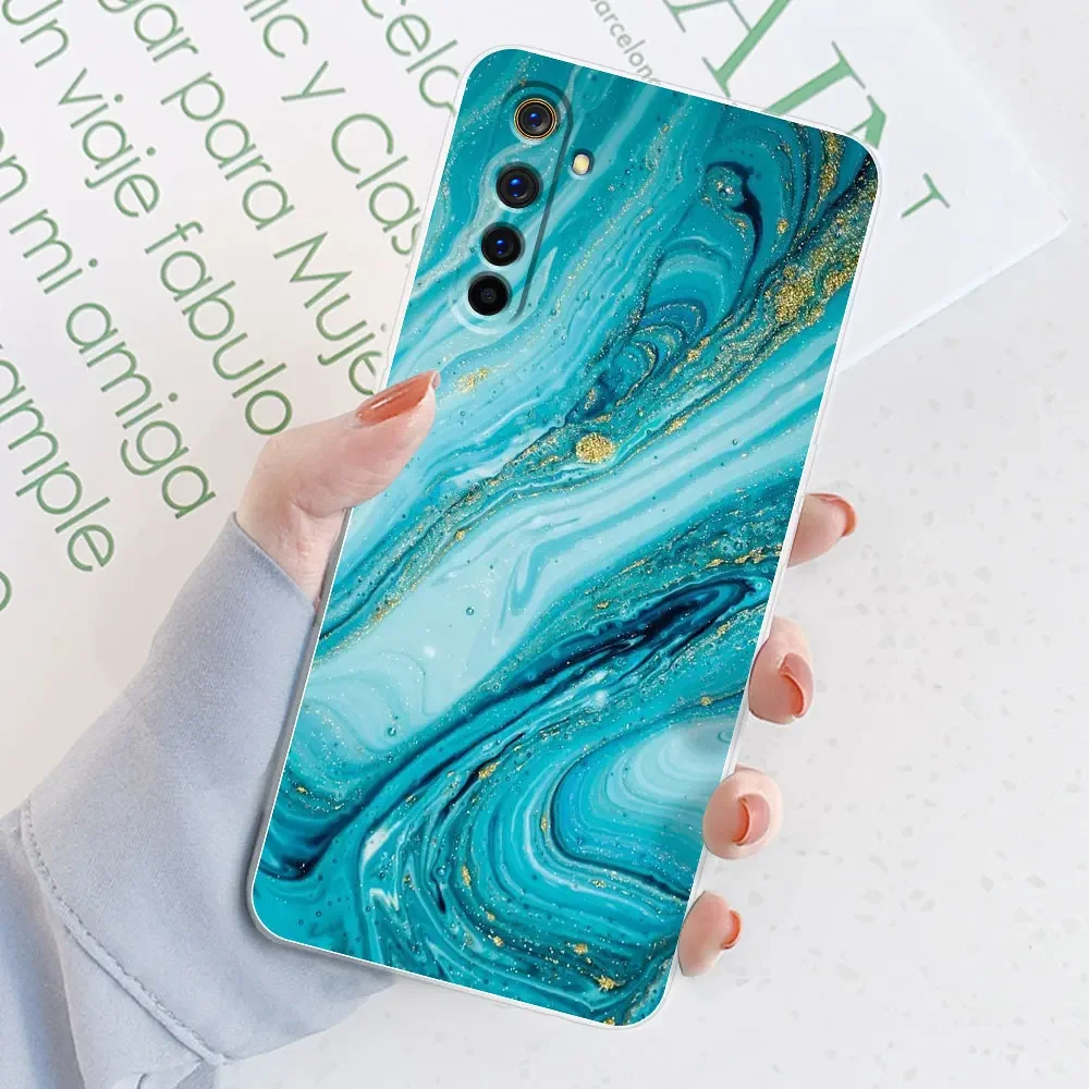 For Realme 6 Case Realme 6 Pro Watercolor Marble Transparent Cases For Realme 6S Cover For Realme6 i Silicone Back Bumper Funda