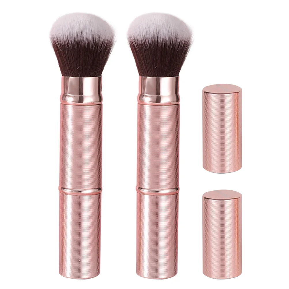 Makeup Brush Makeupbrushes Foundation and Blush with Cover Rose Gold Plastic Travel