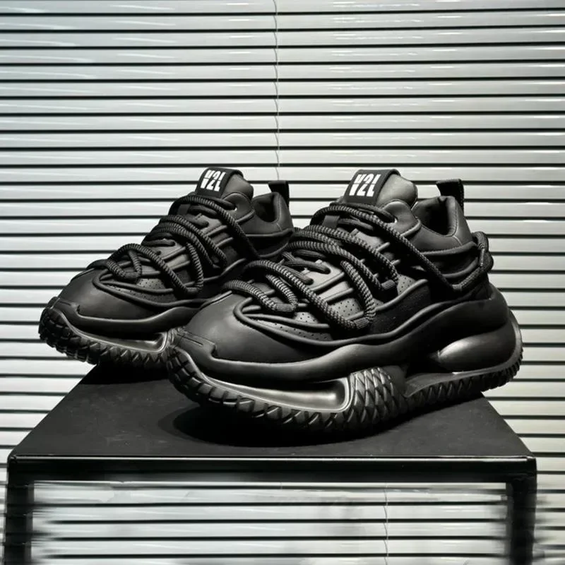 

2025 New Men's Trendy Solid Color Casual Shoes Thick Soled Height Increasing Wear-resistant Running Sports Shoes Sneakers