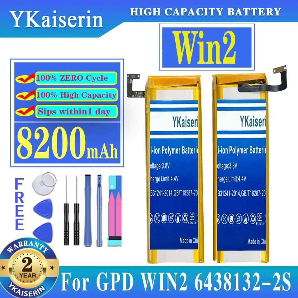 

YKaiserin Replacement Battery WIN 2 8200mAh 6438132-2S Battery for GPD WIN2 Handheld Gaming Laptop 6438132-2S Batteries + Tools