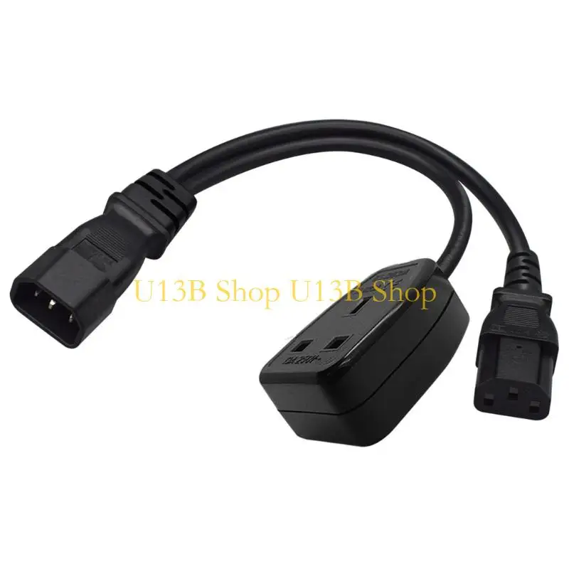 U13B 1ft/32 IEC320 C14 bis IEC320 C13+UK13A AC-Power-Verlängerungskabel-Adapterkabel