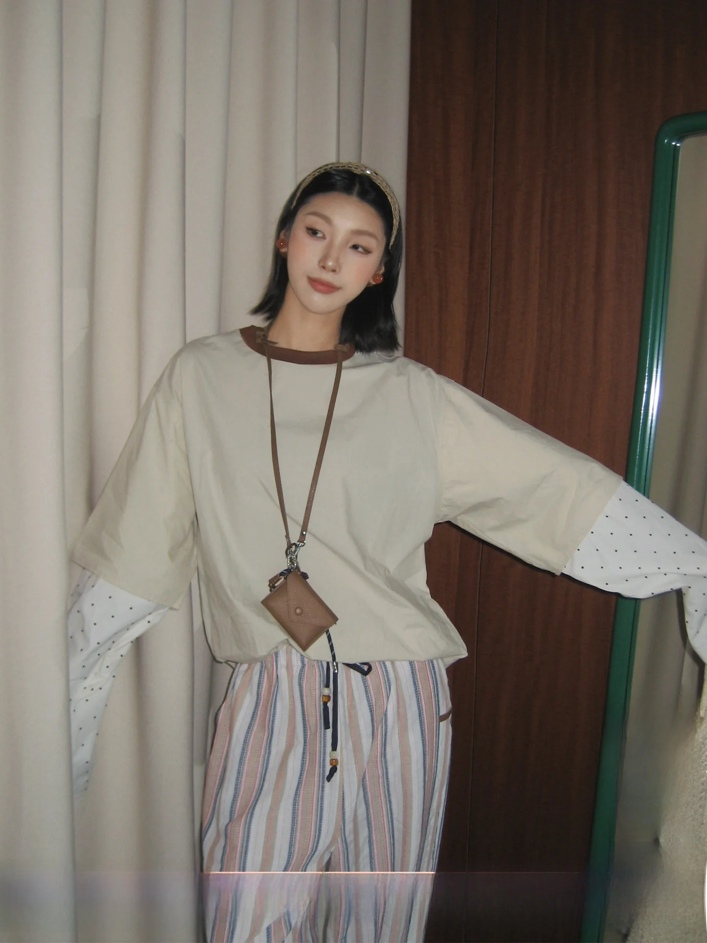 

7Annamooer Brand Polka Dot Patchwork Long Sve T irt Dearsocute Buy Hand Store Commute Sle Simple Casual Cotton